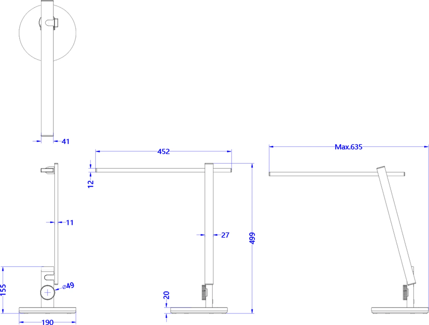 Llambë tavoline LED profesionale BLAIN PRO FH4445.08 ngjyrë argjendi Φ19x49,9Hcm