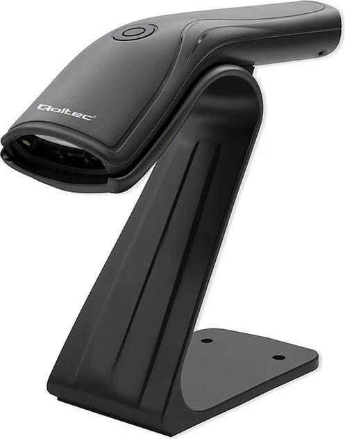 Skaner barkodësh Qoltec 50852 me stand, 1D, USB, i zi