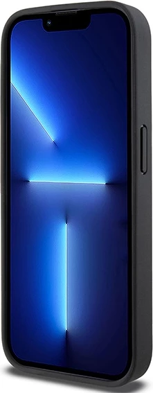 Mbështjellës DKNY Leather Checkered Mono Pattern & Printed Stripes për iPhone 15 Pro Max, e zezë