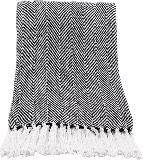 Mbulesë dekorative Mintoni, pambuk-poliester, e zezë-bardhë, 130x170cm