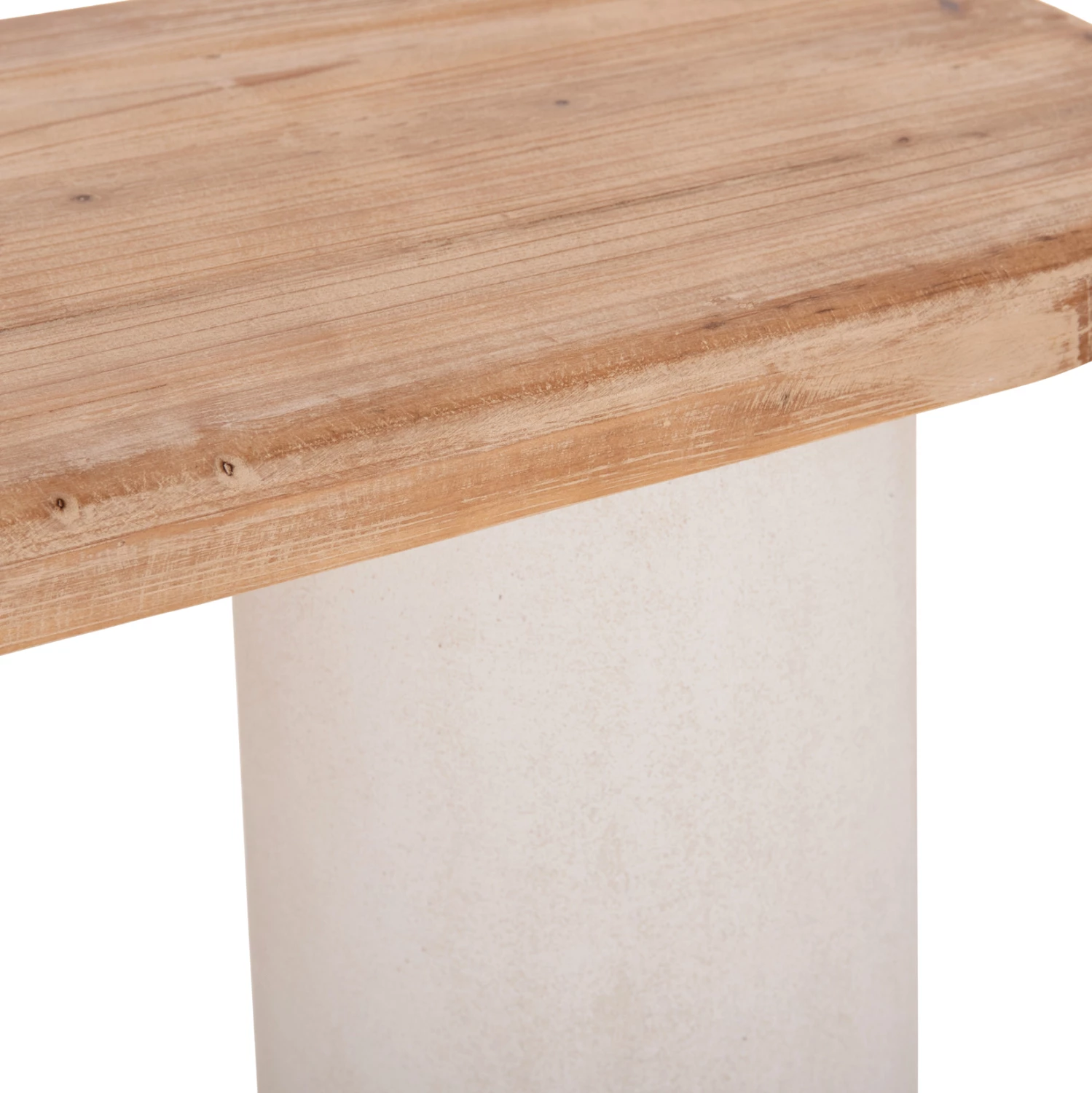 Konsol Santorini, sipërfaqe druri bredhi natyral, bazë MDF off-white, 150x35x82cm
