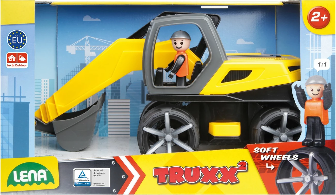 Ekskavator lodër Lena Truxx2, 35 cm, për fëmijë, Verdhë/Gri/Zi