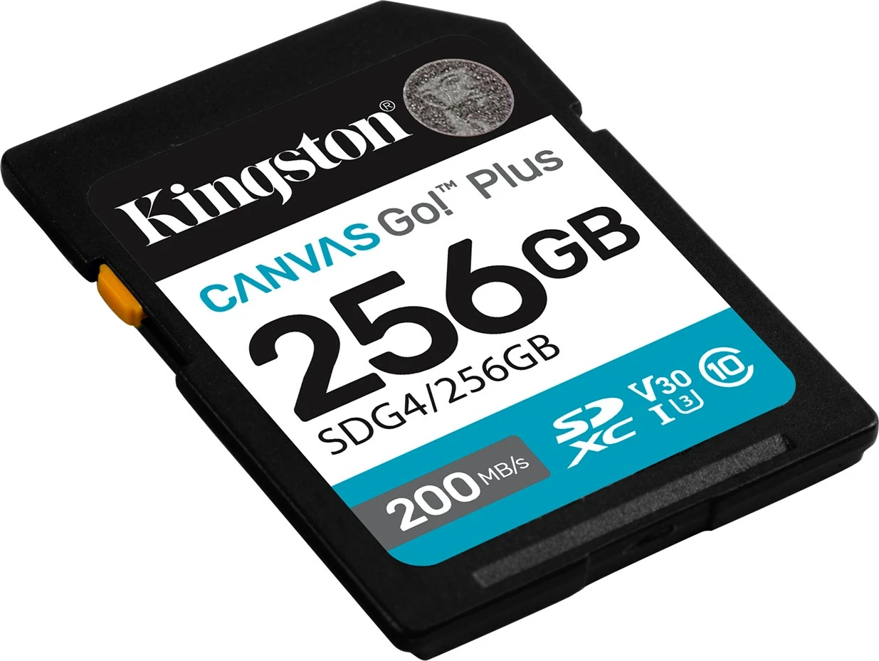 Kartë memorie Kingston Canvas Go! Plus 256GB SDXC, 200MB/s, e zezë