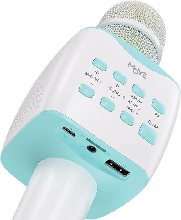 Mikrofon karaoke Moye Melodious MDS-5 Bluetooth 5.0, TF/USB, i bardhë me mentë