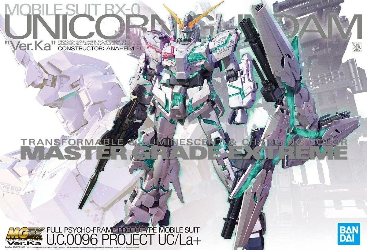 Model ndërtimi MGEX 1/100 Unicorn Gundam Ver.Ka Bandai, për koleksionistë