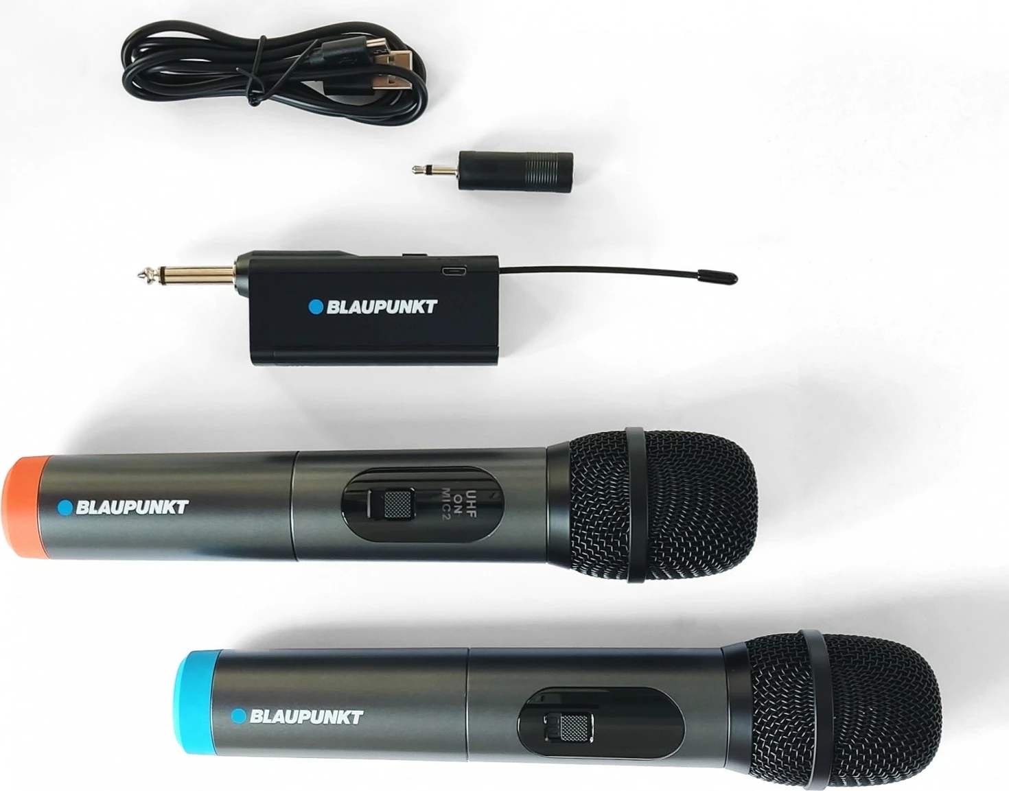 Set mikrofonash wireless Blaupunkt WM60UDB, UHF, 2 copë, Blu/Portokalli