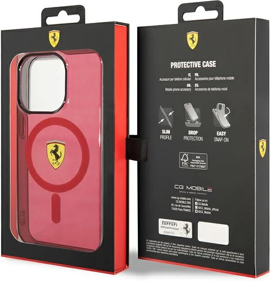 Mbështjellës Ferrari FEHMP14LUKR për iPhone 14 Pro 6.1", MagSafe, i kuq