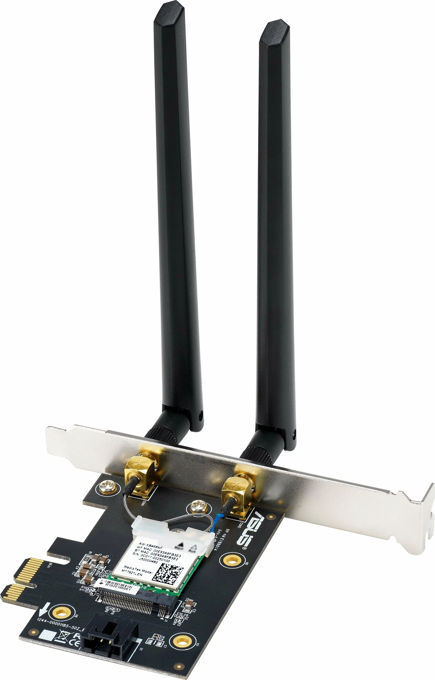 Kartë rrjeti Asus PCE-BE6500 Wi-Fi 7 PCIe tri-band, Bluetooth 5.4, e zezë, me 2 antena