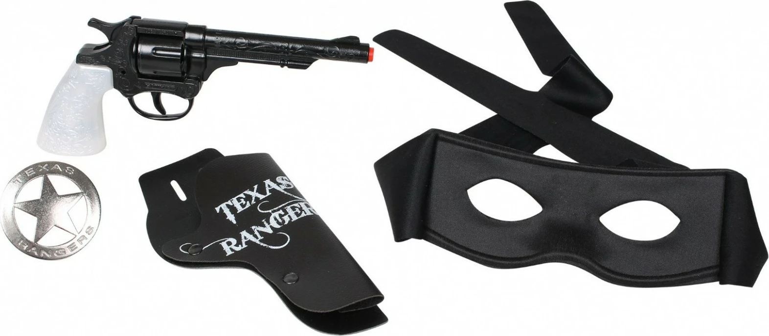 Set kauboji Pulio Gonher me maskë, revole metalike dhe aksesorë, i zi