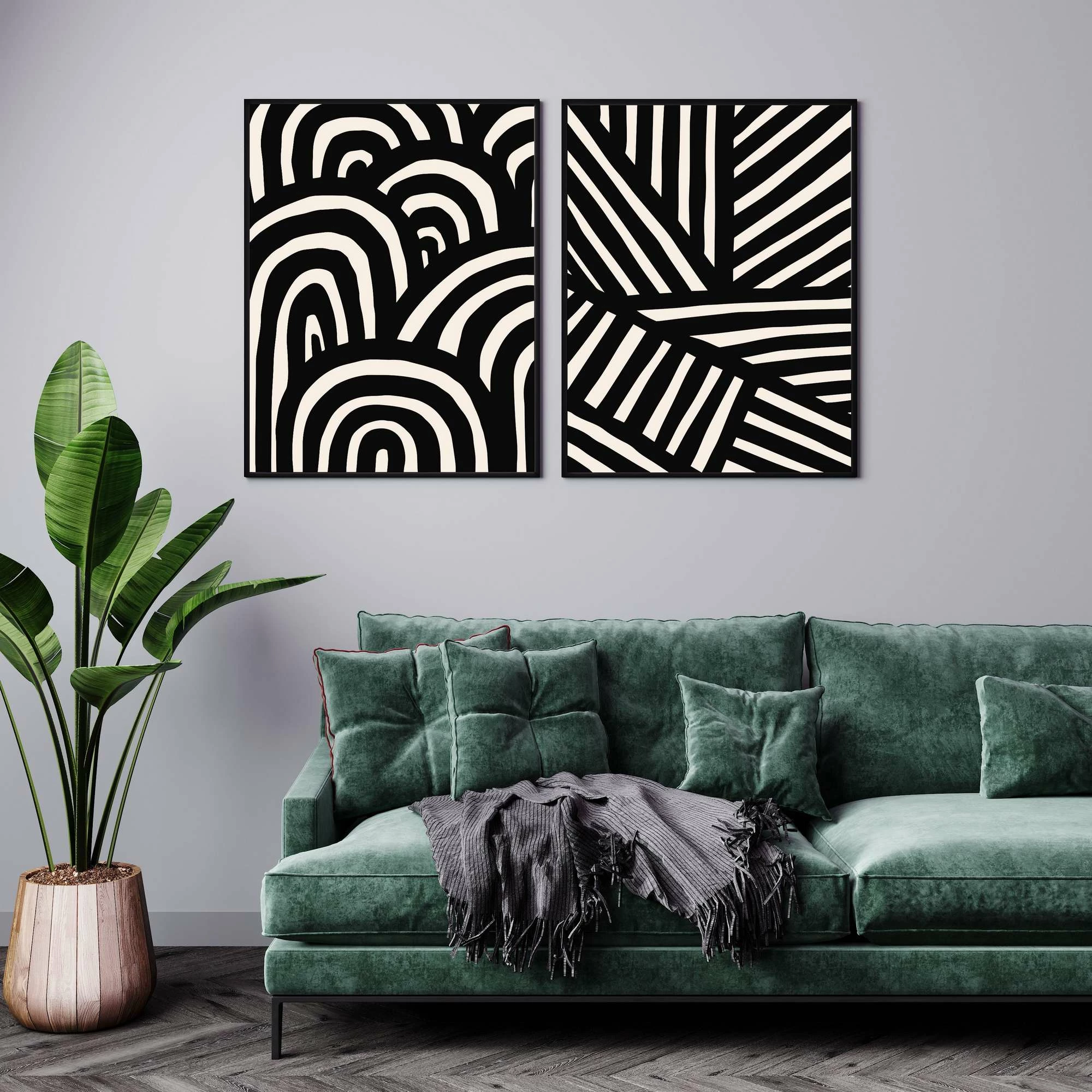 Pikturë dekorative me kornizë, 2 copë, Wallity, Mp2-00104, 40x50cm