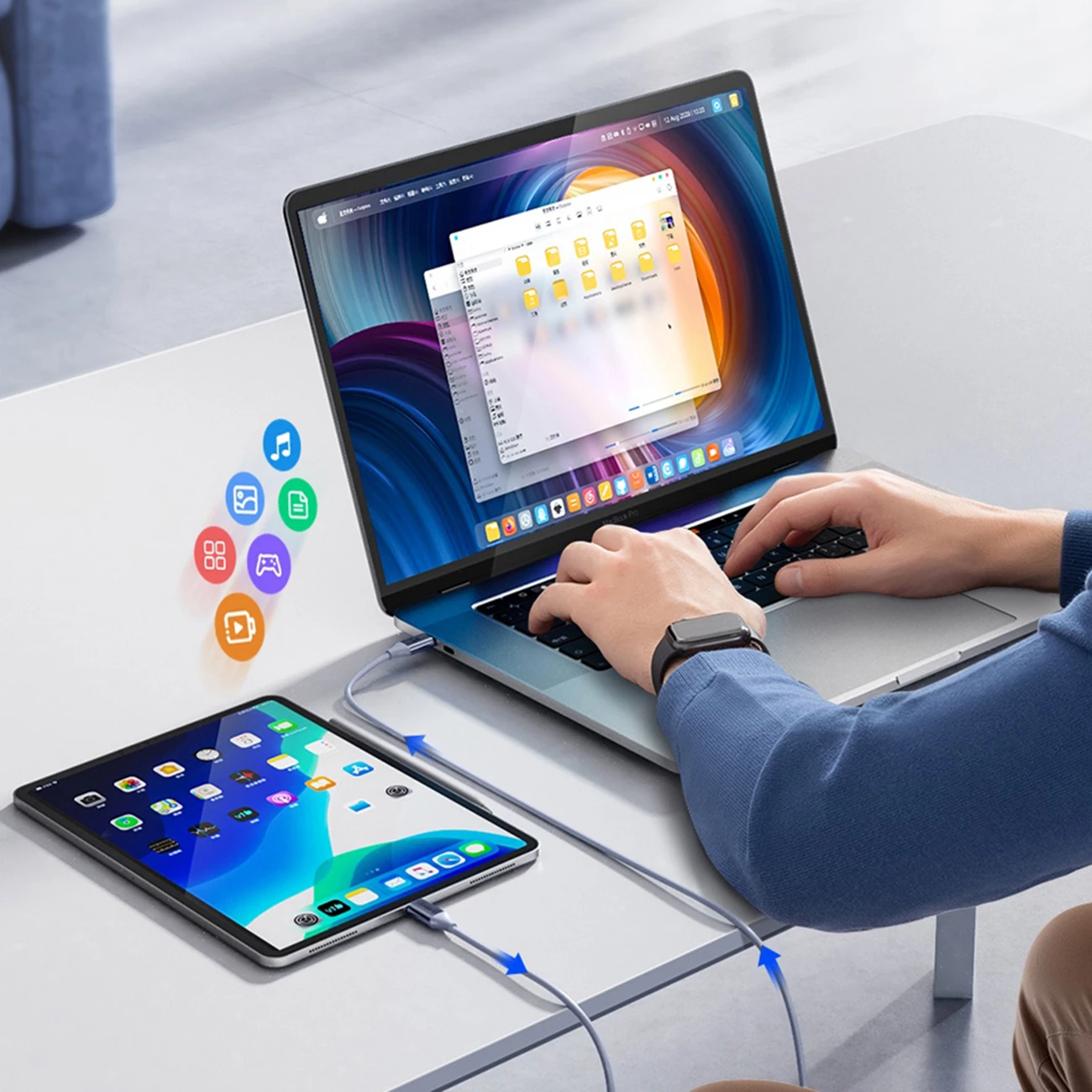 Kabllo USB-C në USB-C Orico CDX, 1m, 60W, Kaltër