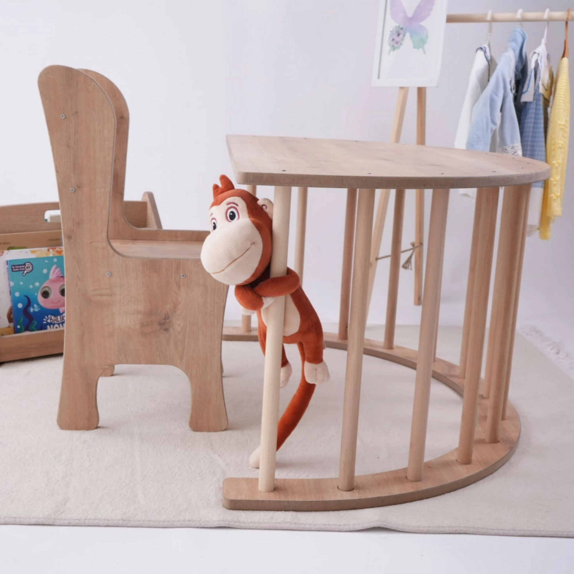 Set ngjitës Pikler për fëmijë, ngjyrë kafe, Hanah Home, Sincap