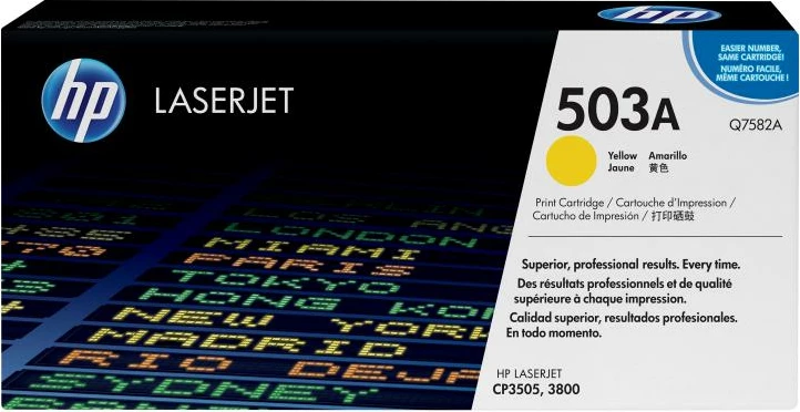 Toner HP 503A për Color LaserJet, rendiment 5,500–8,800 faqe, verdhë Q7582A