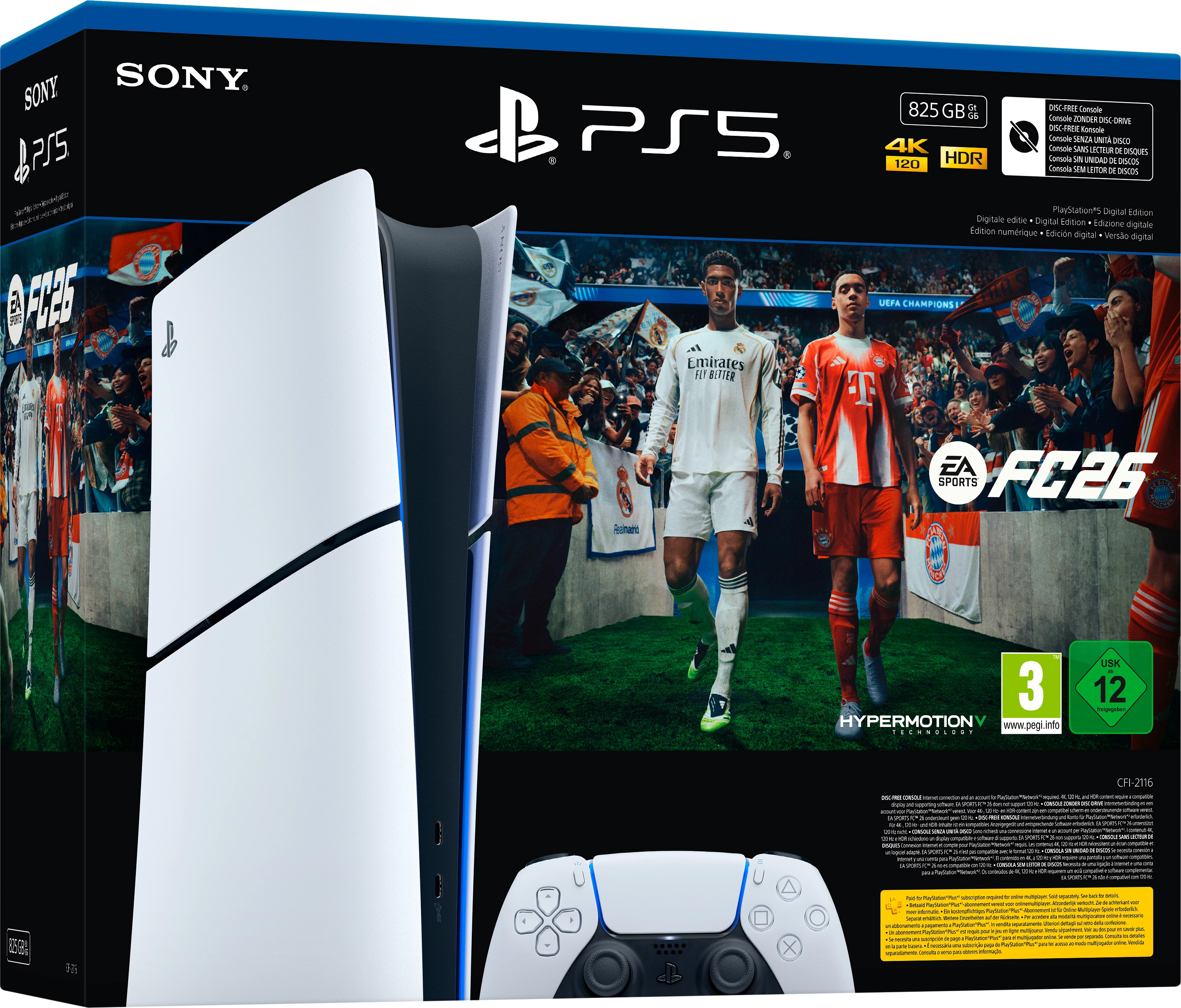 Konzolë PS5 Sony Digital Edition 825GB e bardhë + EA Sports FC 26 ITA
