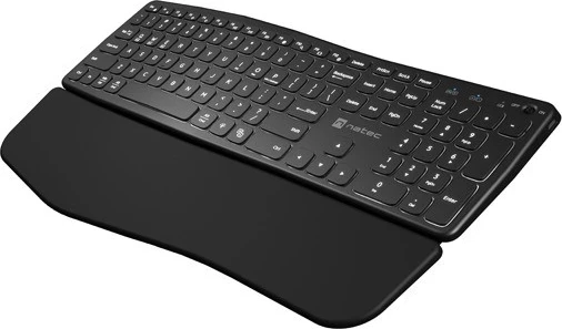 Tastierë Natec Porifera, pa tela, Qwerty, numërike, 12 çelësa multimedialë, e zezë, ndriçim i bardhë