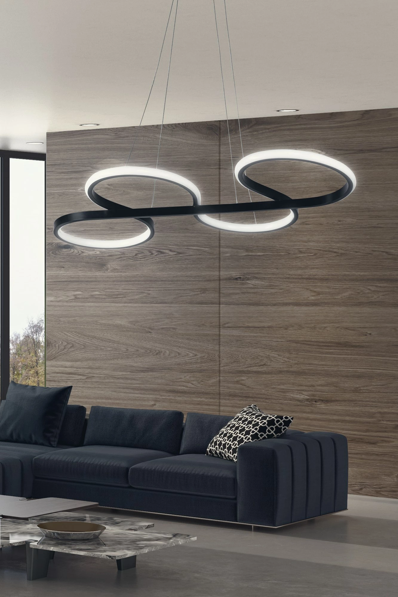 Llambë tavani Opviq Swing, e zezë, dritë e bardhë