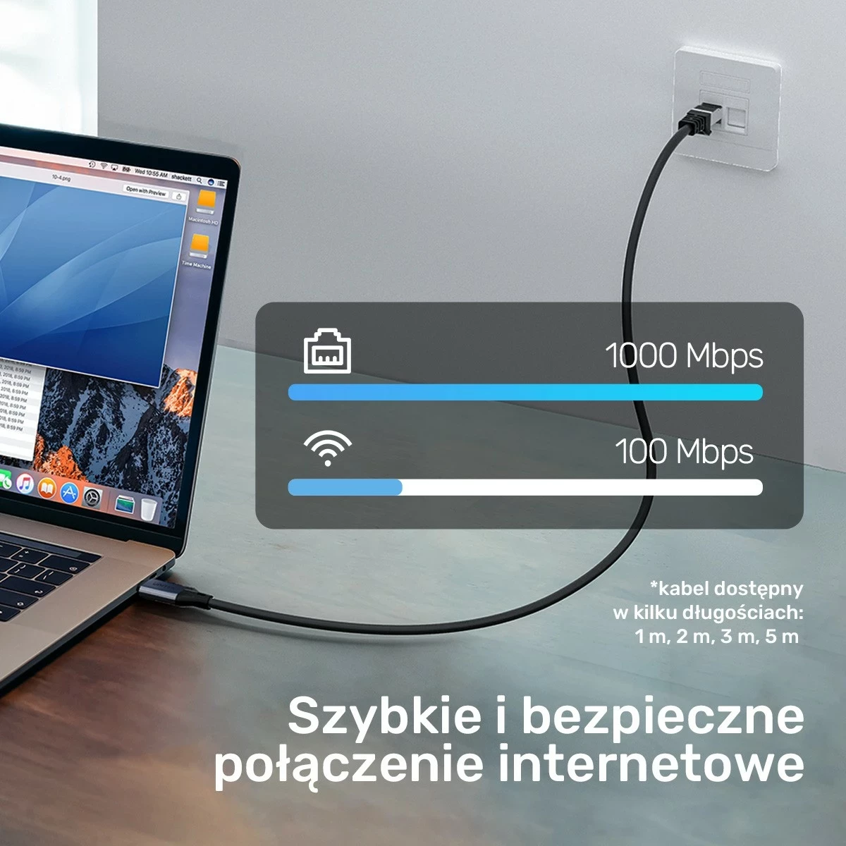 Kabëll Ethernet Unitek USB C RJ-45 LAN, 1m, zi-argjendtë