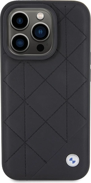 Mbështjellës BMW Leather Quilted për iPhone 15 Pro Max, i zi