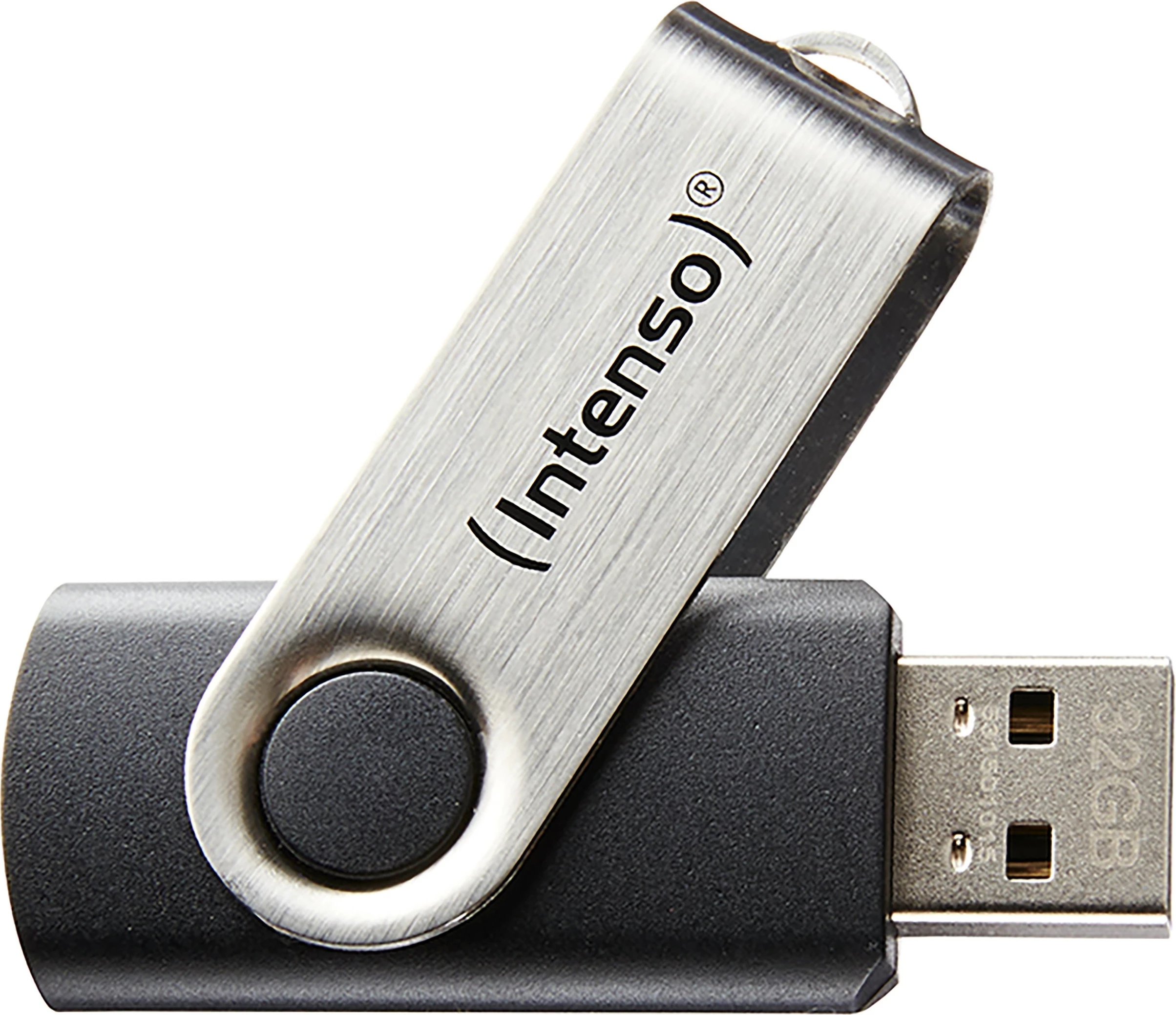 USB flash Intenso Basic Line 8GB, USB 2.0, swivel, zi/argjendtë
