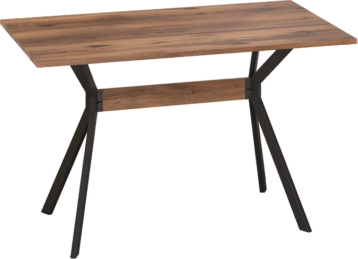 Tavolinë Laluka me këmbë metalike të zeza, hije arre, 120x70x74 cm