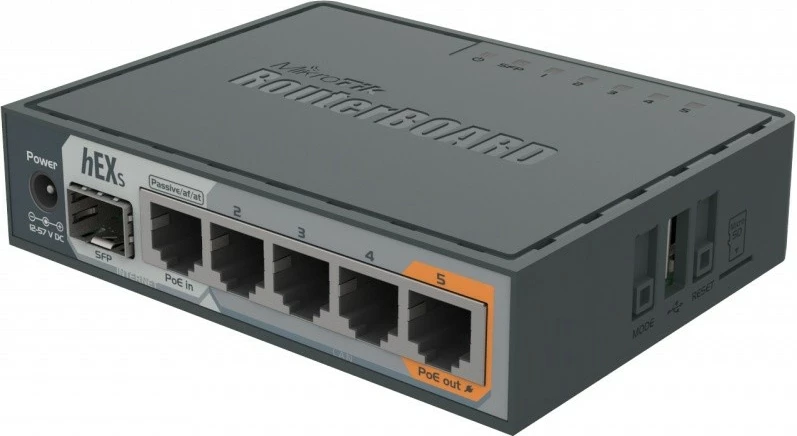 Router Mikrotik RB760iGS hEX S, 5 porte Gigabit Ethernet, SFP, PoE, i zi