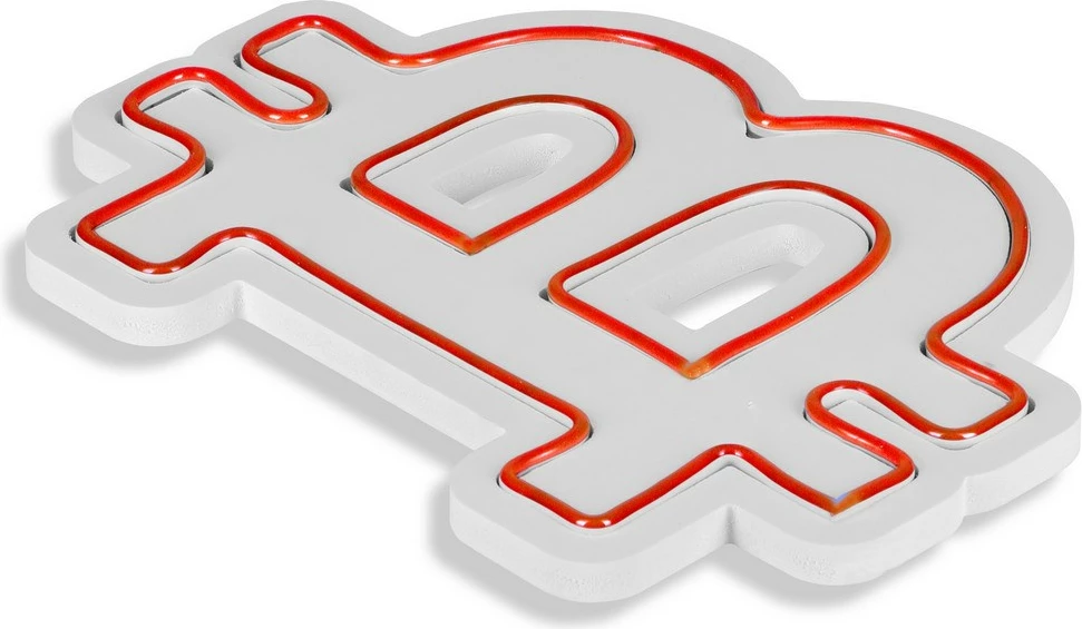 Dritë murale dekorative plastike LED, simboli i Bitcoin, e kuqe