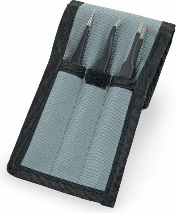 Set pincetash precize iFixit Precision Tweezer Set PRO EU145060-3, 3 copë, antistatike ESD, me kuti, e zezë
