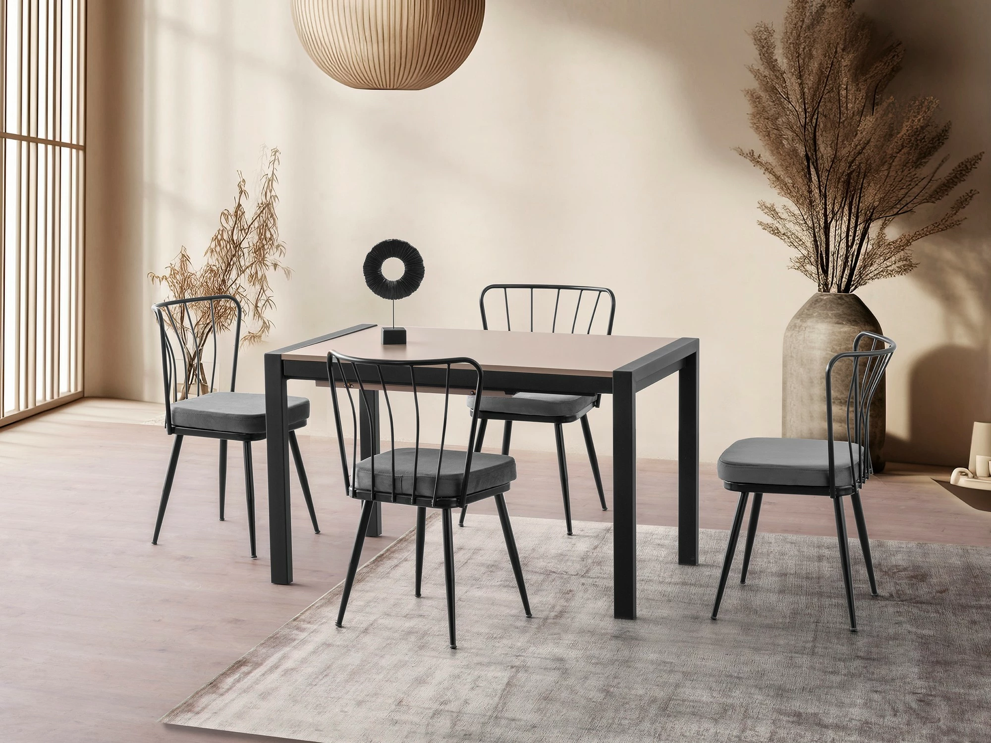 Tavolinë ngrënie me zgjatje, Skye Decor, ngjyrë mocha e çelët, 1014