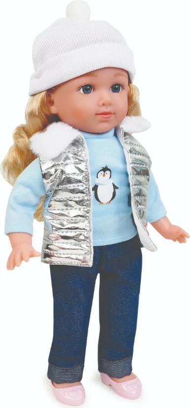 Kukull funksionale, Natalia, 185663, 36 cm, flet dhe këndon në polonisht, me bateri AG13 x3, jelek argjendtë