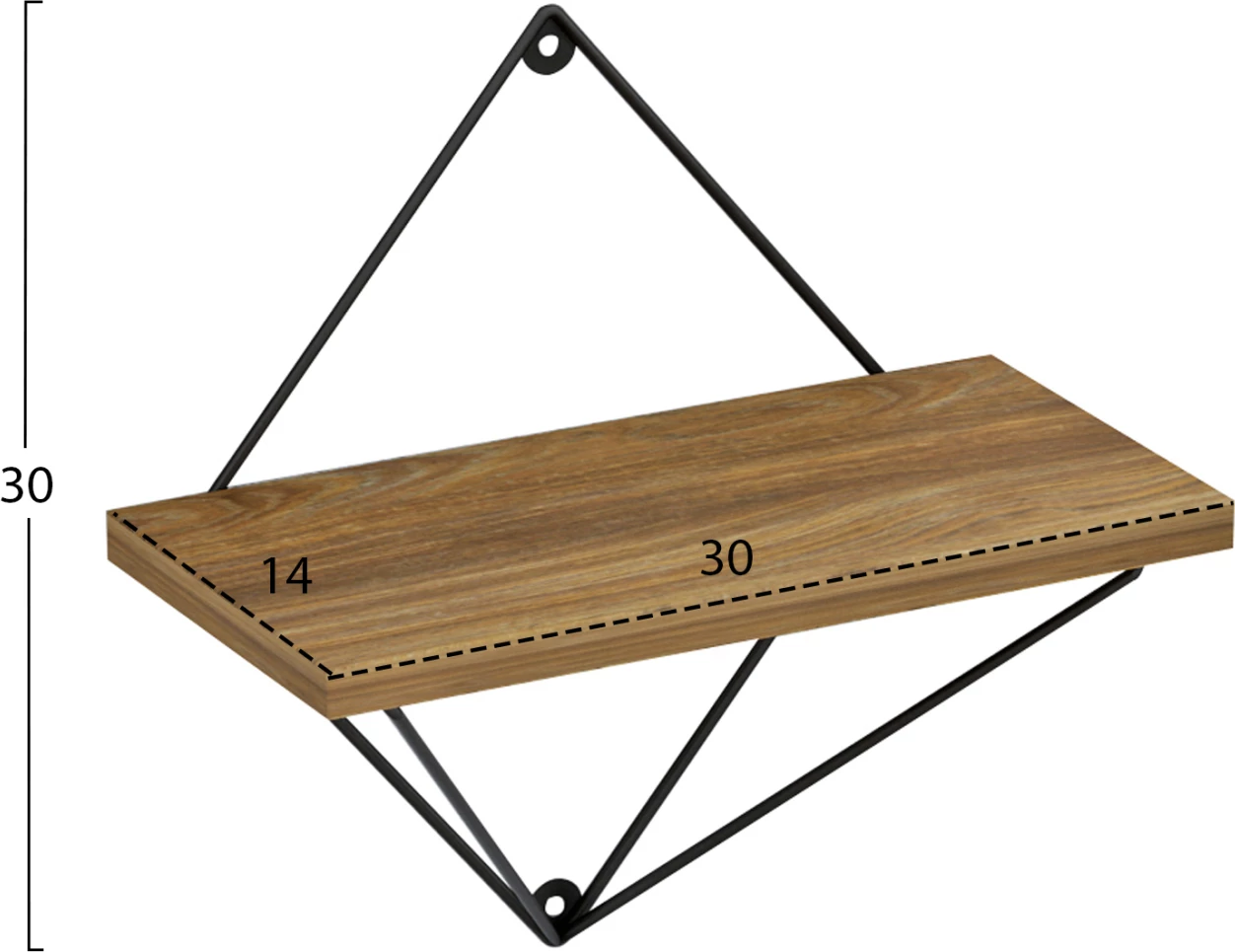 Rafta muri 2 copë set ZANNARD FH8929.11 metal i zi-melaminë natyrale 30x14x30Hcm