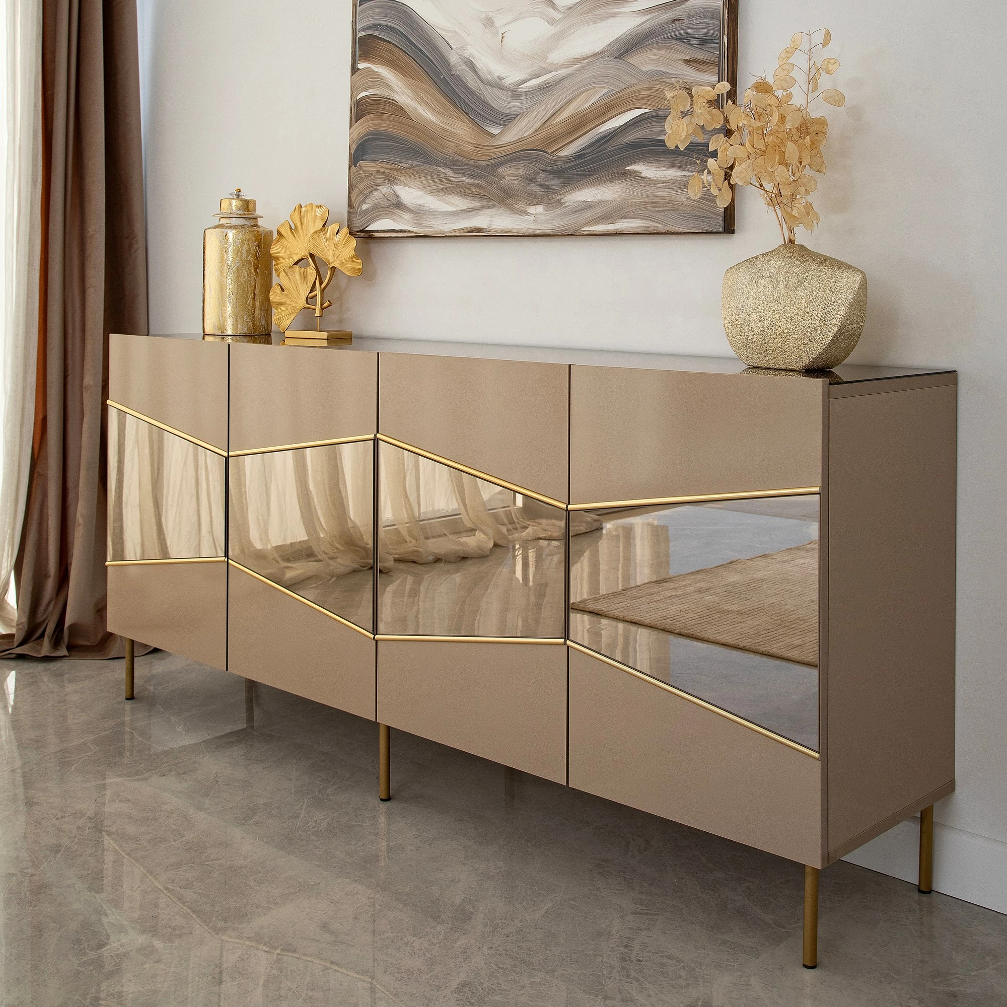 Konsolë Hanah Home, Nice, bronz dhe ari