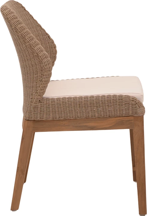 Karrige Swinton skelet alumini këmbë druri teak ngjyrë natyrale dhe pe rattan 53x63x86cm
