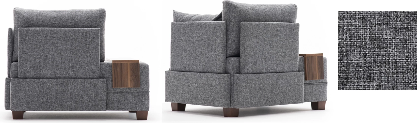 Karrige Fly një vendëshe, ngjyrë gri, Atelier del Sofa, krah i djathtë