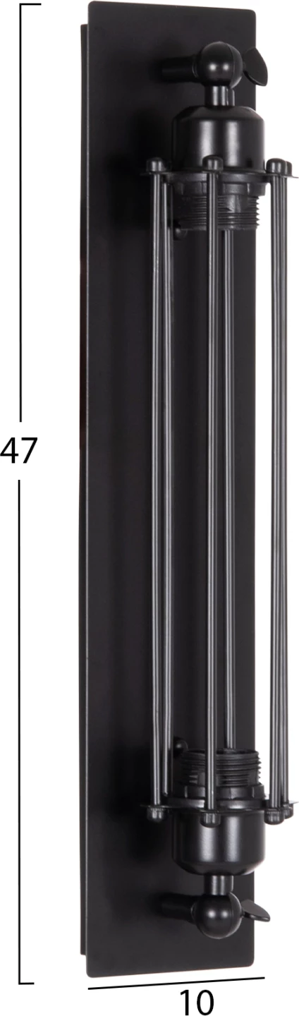 Aplik muror me 2 drita BEACON, metalik, ngjyrë e zezë, FH4463, 10x10x47cm