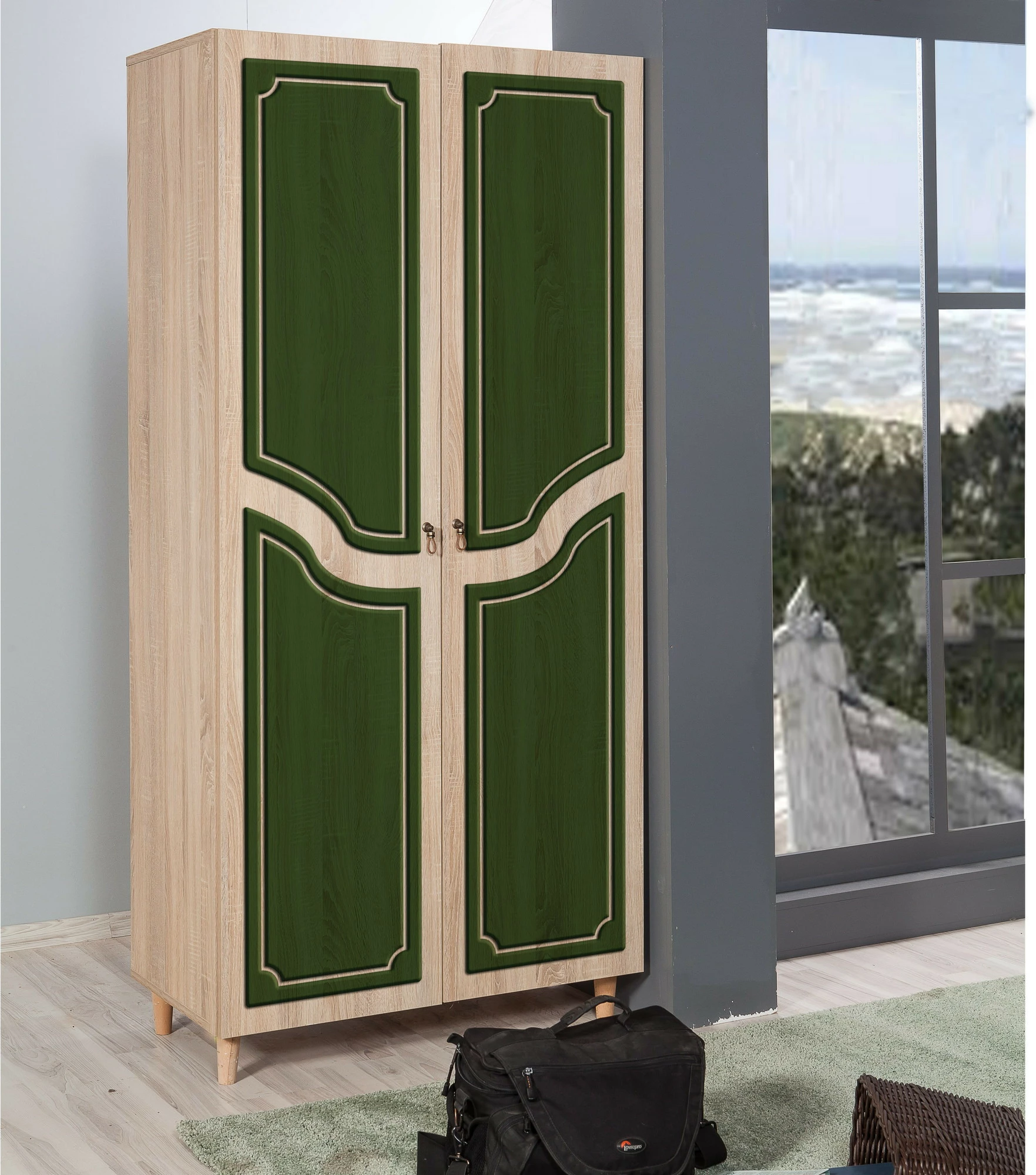Dollap Skye Decor, stil modern, ngjyrë lisi Sonoma, 90x192x52cm