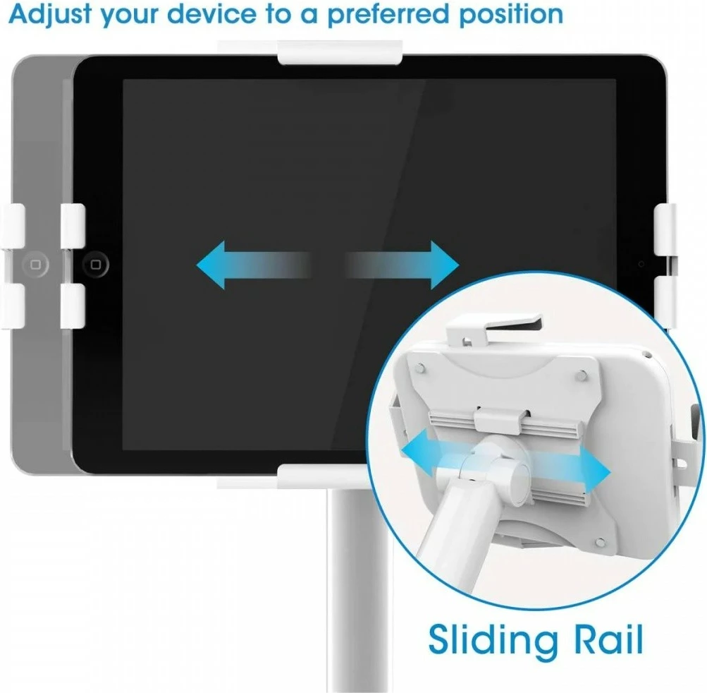 Mbajtëse dyshemeje për tabletë Techly 406345, për 7.9-11", e bardhë, me kyç sigurie