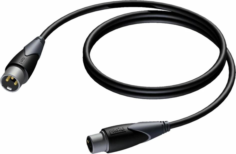 Kabel audio XLR Procab CLA901/0.5 0.5 m, 3-pin mashkull-në-femër, zi
