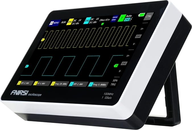 Oskiloskop tablet portabël, FNIRSI 1013D, 2 kanale 100 MHz 1 GSa/s, ekran 7\" me prekje, memorie 1 GB, bateri 6000 mAh