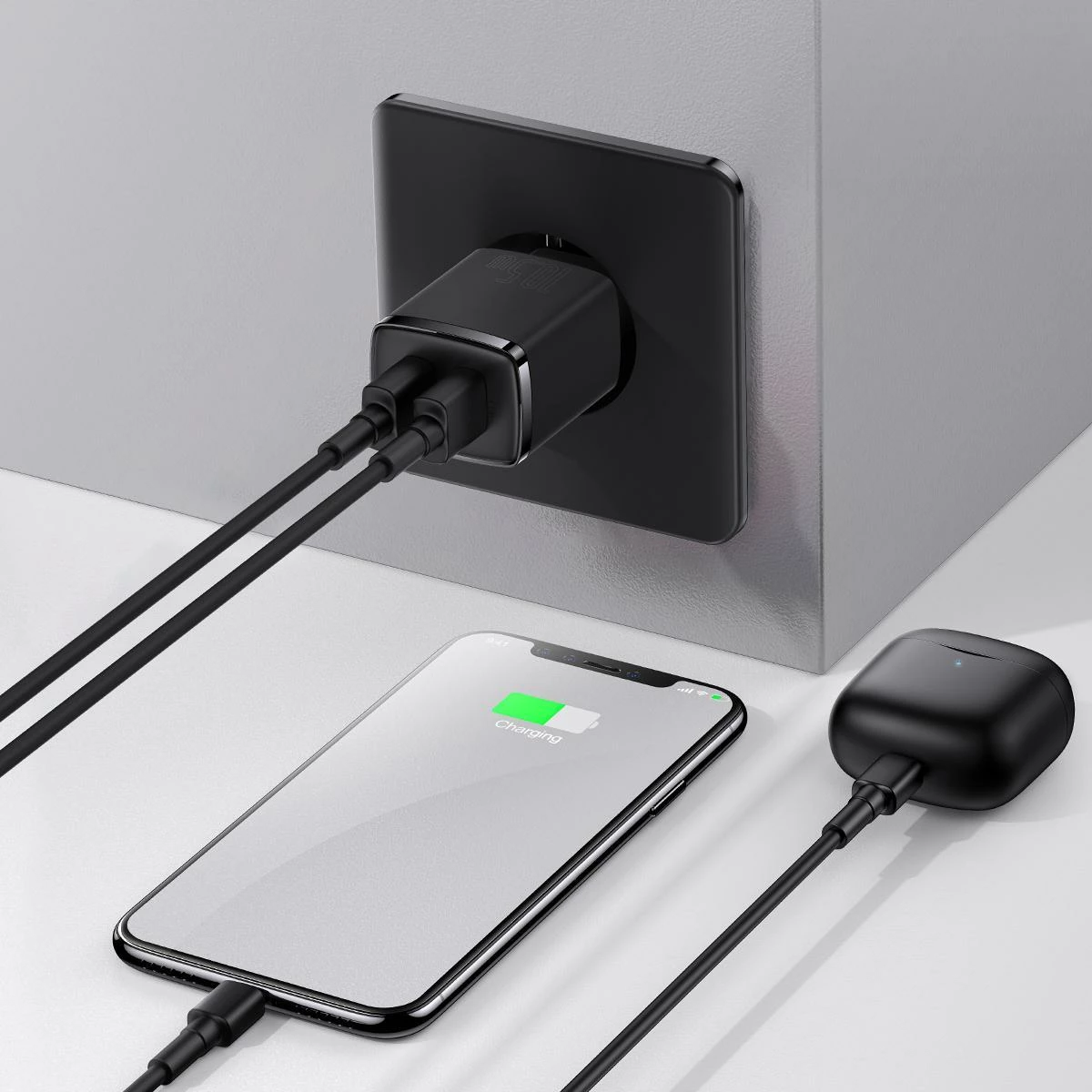 Karikues kompakt Baseus CCXJ010201 2x USB-A 10.5W 2.1A i zi