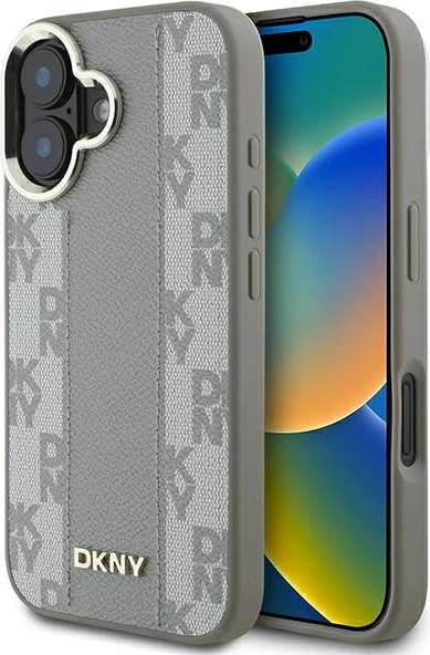 Mbështjellës DKNY për iPhone 16, MagSafe, lëkurë eco, Bezhe