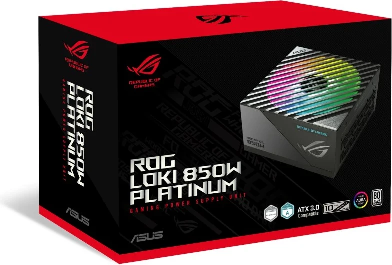 Furnizim me energji ASUS ROG Loki SFX-L 850W Platinum, 24-pin ATX, i Zi dhe Argjendtë