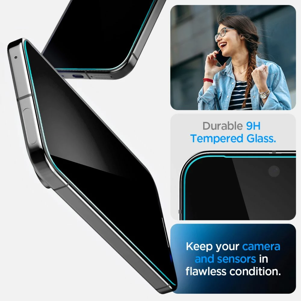 Xham mbrojtës Spigen Glas.TR EZ Fit Privacy për Google Pixel 9 Pro XL, 2 copë