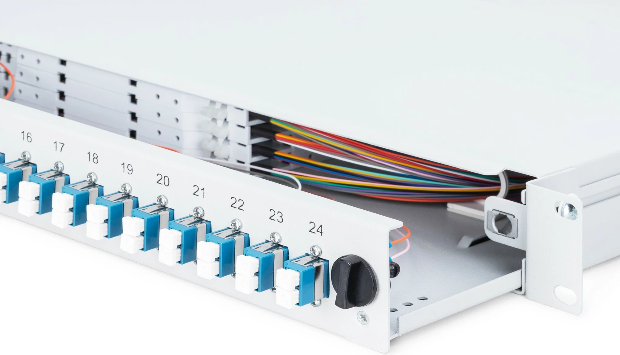 Kuti bashkimi fibrash optike Digitus, LC, OS2, 24 porta, çelik, gri, 1U