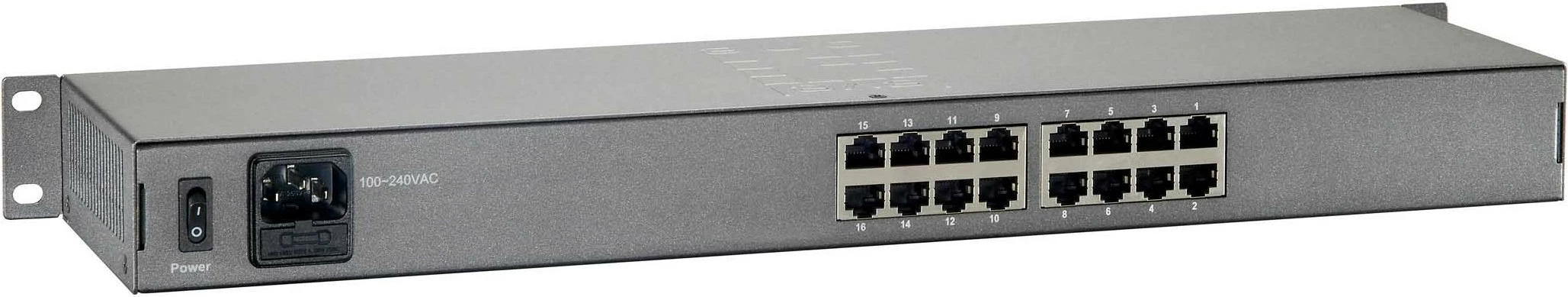 Switch LevelOne 16-Port Fast Ethernet PoE, 150W, Rack mounting