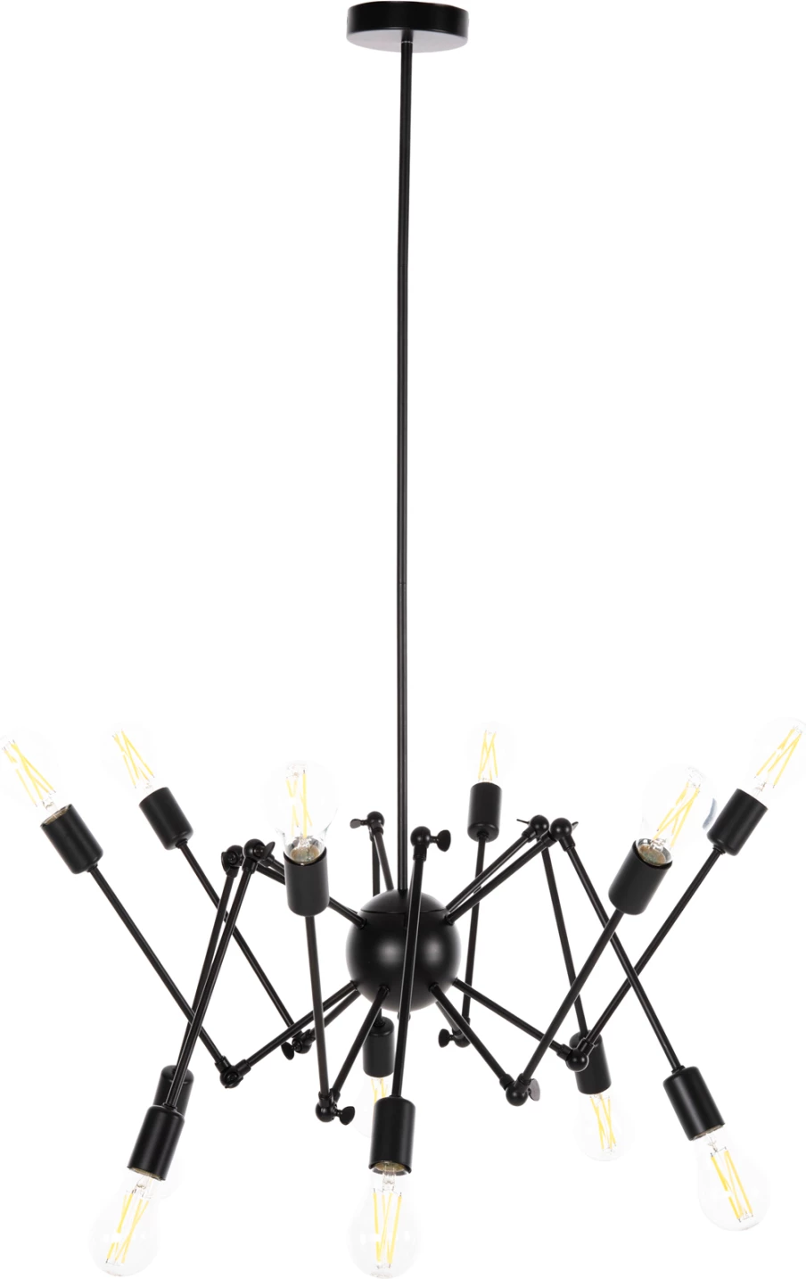 Llambadar tavani 12-drita, FH4167, metal i zi, krahë të artikuluara, Φ92x120Hcm