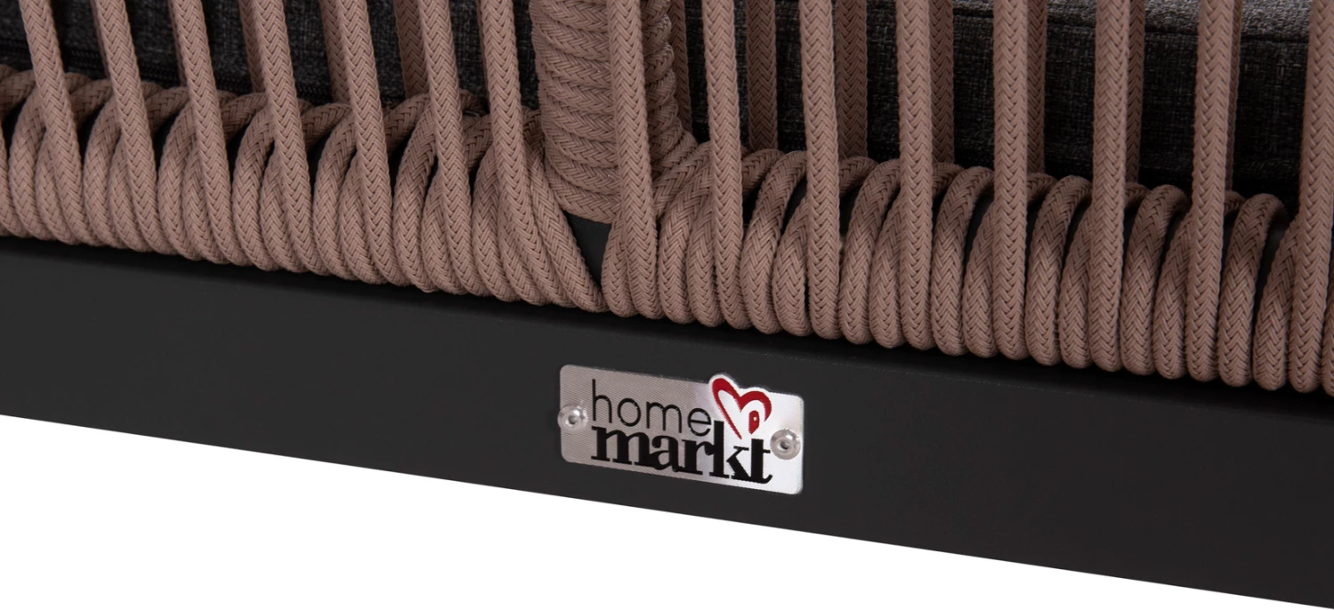 Divan për jashtë, 2 vende, alumin, ngjyrë antracit, litar Teslin bezhë, MYRTIA FH5550.12, 123x61x90cm