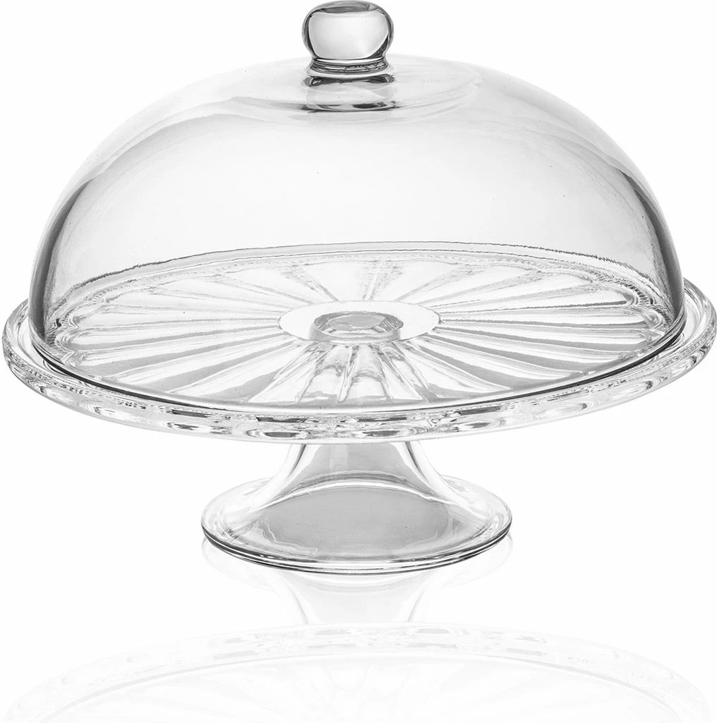 Pjatë për servirje torte Hermia, xham transparent, CAM0495