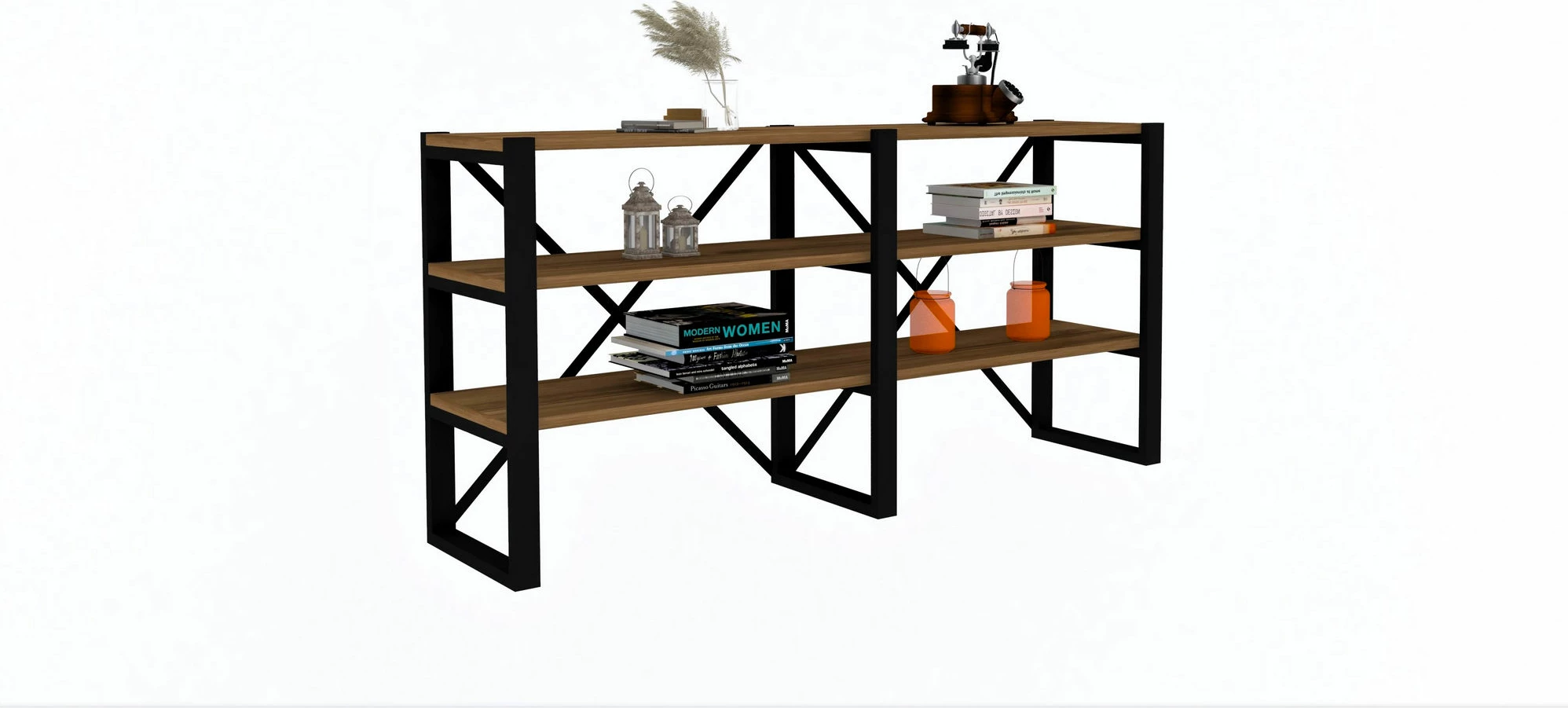 Raft librash Hanah Home, Milas, ngjyrë arre dhe e zezë