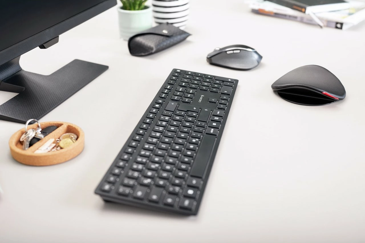 Tastierë Cherry KW 9100 SLIM, Wireless, RF Wireless + Bluetooth, e zezë