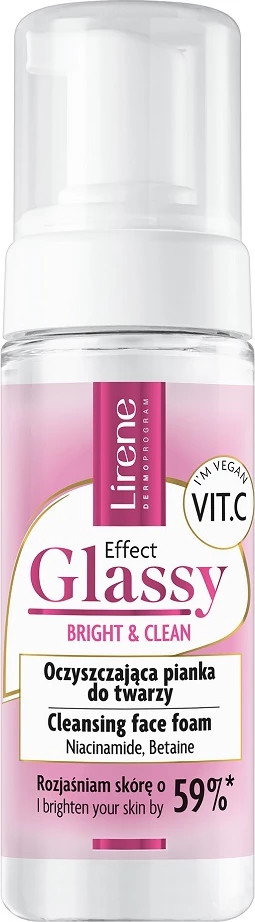 Shkumë pastruese për fytyrë Lirene Effect Glassy për femra, 150ml